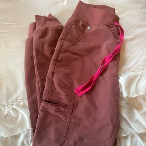 Figs Mauve Jogger Scrub Pant with Pink Accent